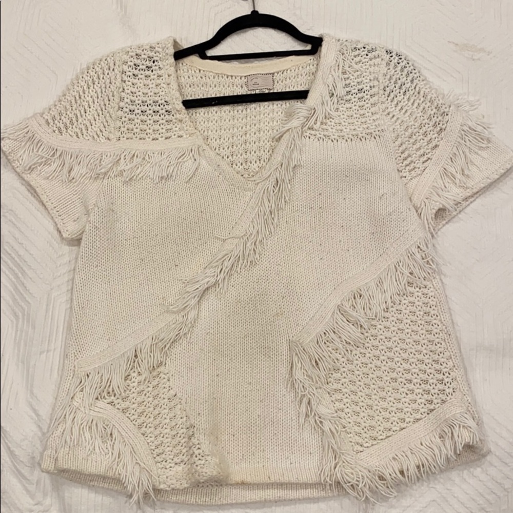 anthropologie fringe sweater - M